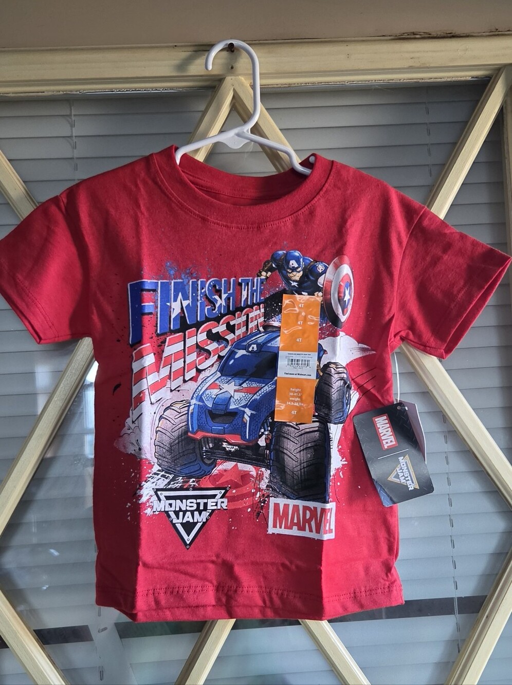 Marvel Captain America Monster Jam Graphic Tee, NWT, 2026, (2T, 3T OR 4T)